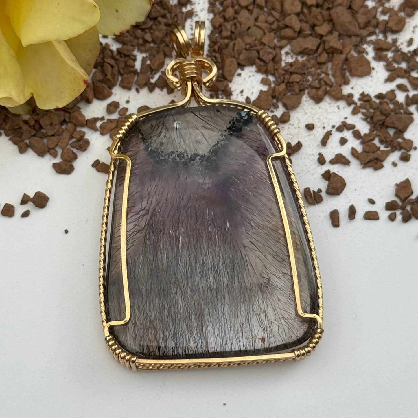 Sacred Seven Freeform Pendant – 14k Yellow Gold Filled Wire-Wrapped Natural Gemstone in 925 Sterling Silver