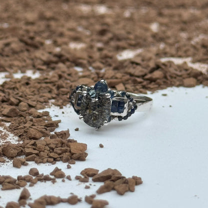 Sacred Seven with Sapphire Ring – Floral Cluster Natural Gemstone Jewelry in 925 Sterling Silver