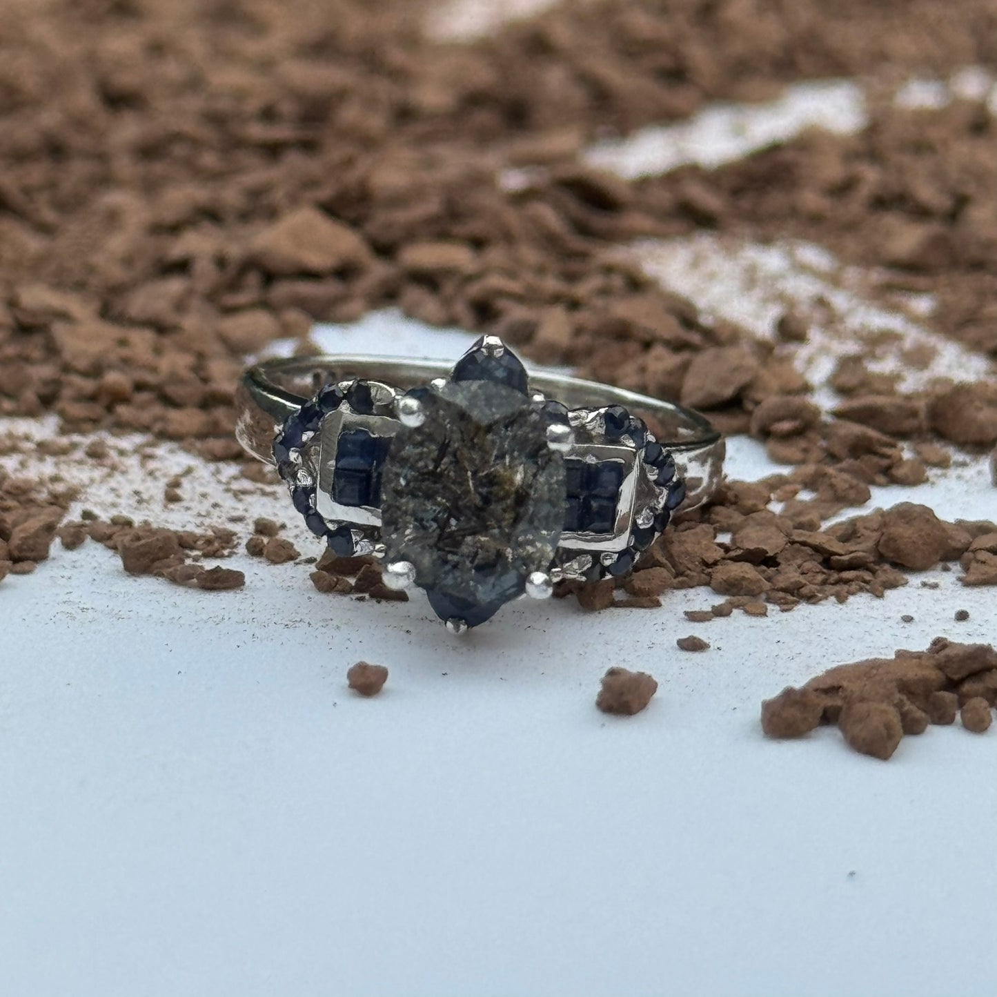 Sacred Seven with Sapphire Ring – Floral Cluster Natural Gemstone Jewelry in 925 Sterling Silver