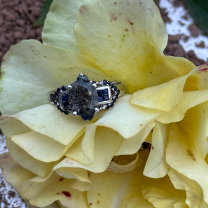 Sacred Seven with Sapphire Ring – Floral Cluster Natural Gemstone Jewelry in 925 Sterling Silver