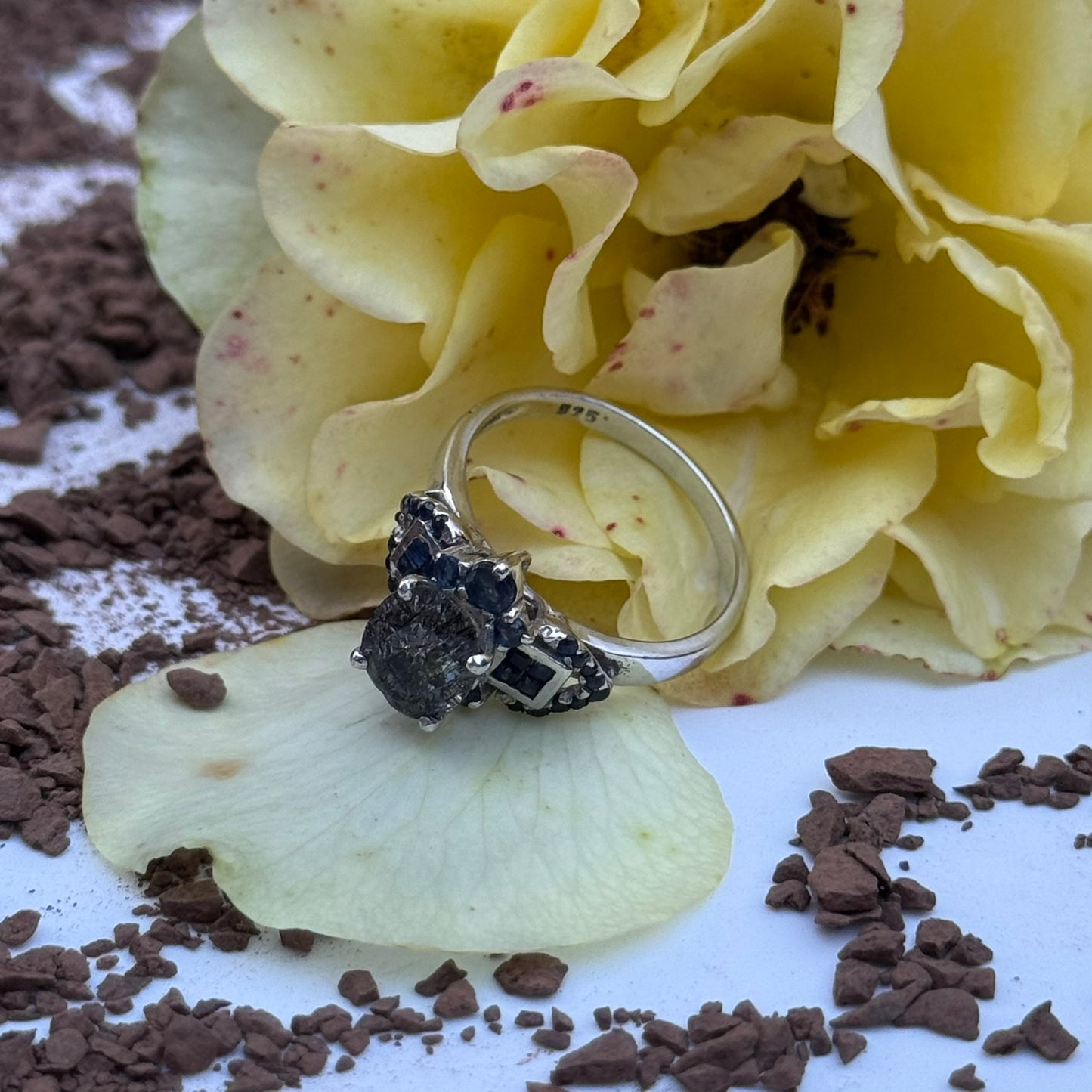 Sacred Seven with Sapphire Ring – Floral Cluster Natural Gemstone Jewelry in 925 Sterling Silver