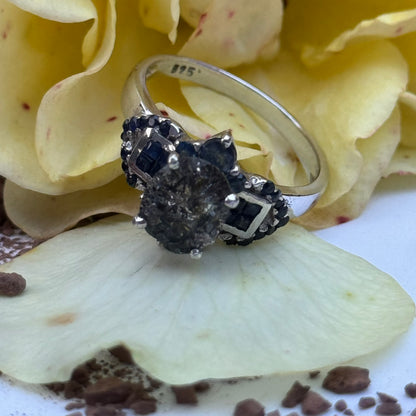 Sacred Seven with Sapphire Ring – Floral Cluster Natural Gemstone Jewelry in 925 Sterling Silver