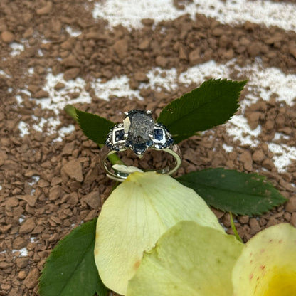 Sacred Seven with Sapphire Ring – Floral Cluster Natural Gemstone Jewelry in 925 Sterling Silver