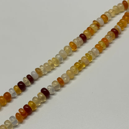 Mexican Fire Opal Polished Rondelle Gemstone Beads