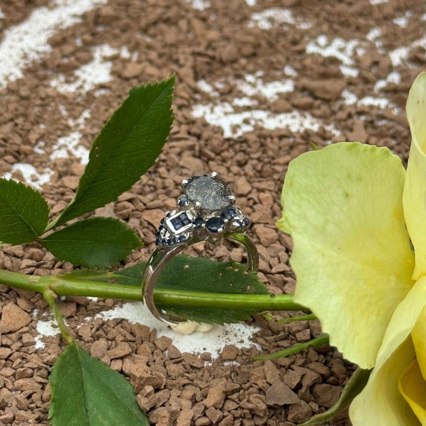 Sacred Seven with Sapphire Ring – Floral Cluster Natural Gemstone Jewelry in 925 Sterling Silver