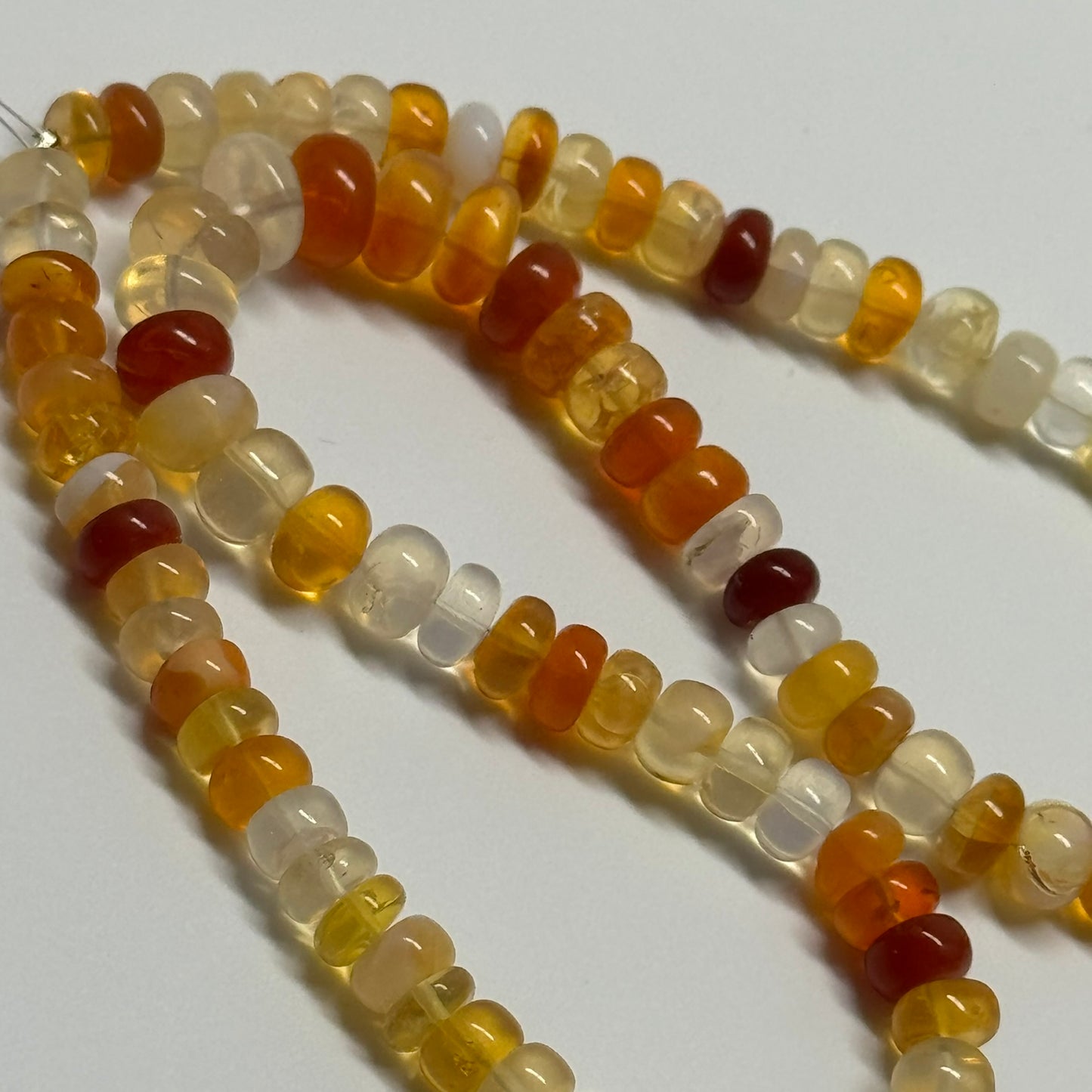 Mexican Fire Opal Polished Rondelle Gemstone Beads