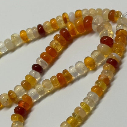 Mexican Fire Opal Polished Rondelle Gemstone Beads