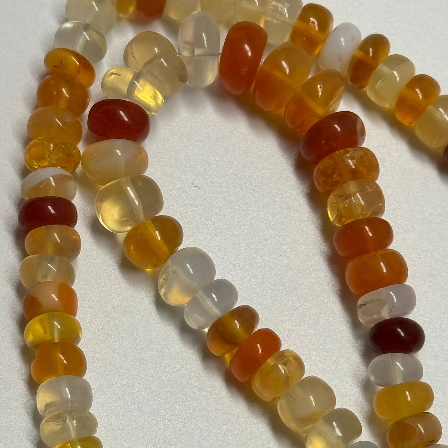 Mexican Fire Opal Polished Rondelle Gemstone Beads