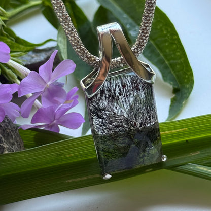 Sacred Seven Rectangular Pendant – Checker Board Crystal Jewelry in 925 Sterling Silver