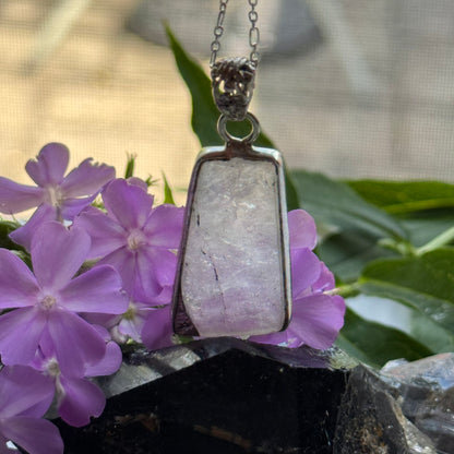 Sacred Seven Trapezoid Pendant – Clear Natural Crystal Necklace in 925 Sterling Silver