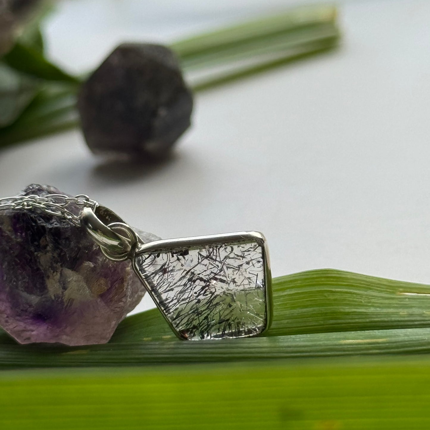 Sacred Seven Trapezoid Pendant Necklace – Natural Crystal Jewelry in 925 Sterling Silver