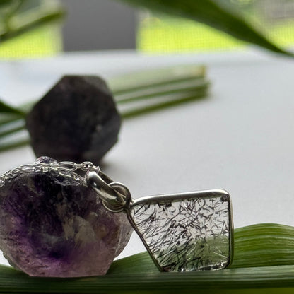 Sacred Seven Trapezoid Pendant Necklace – Natural Crystal Jewelry in 925 Sterling Silver