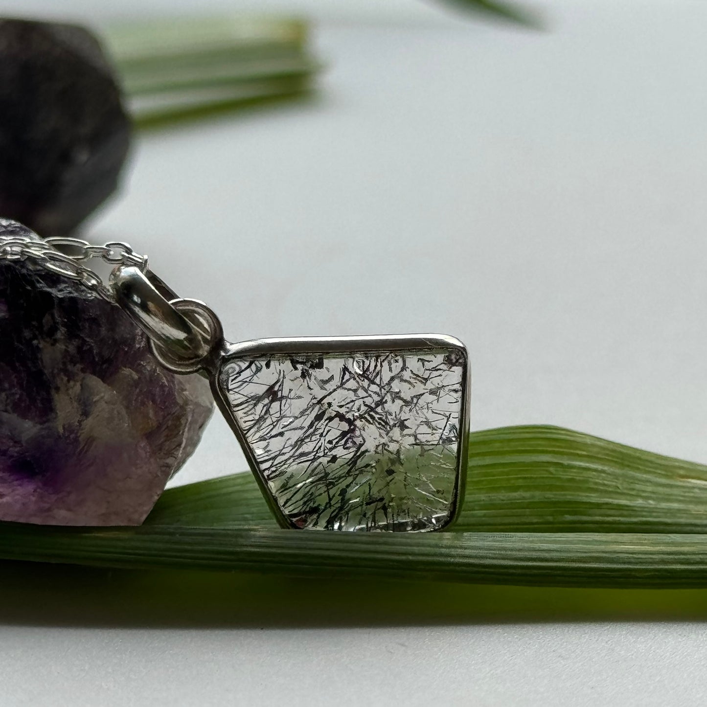 Sacred Seven Trapezoid Pendant Necklace – Natural Crystal Jewelry in 925 Sterling Silver