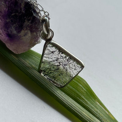 Sacred Seven Trapezoid Pendant Necklace – Natural Crystal Jewelry in 925 Sterling Silver
