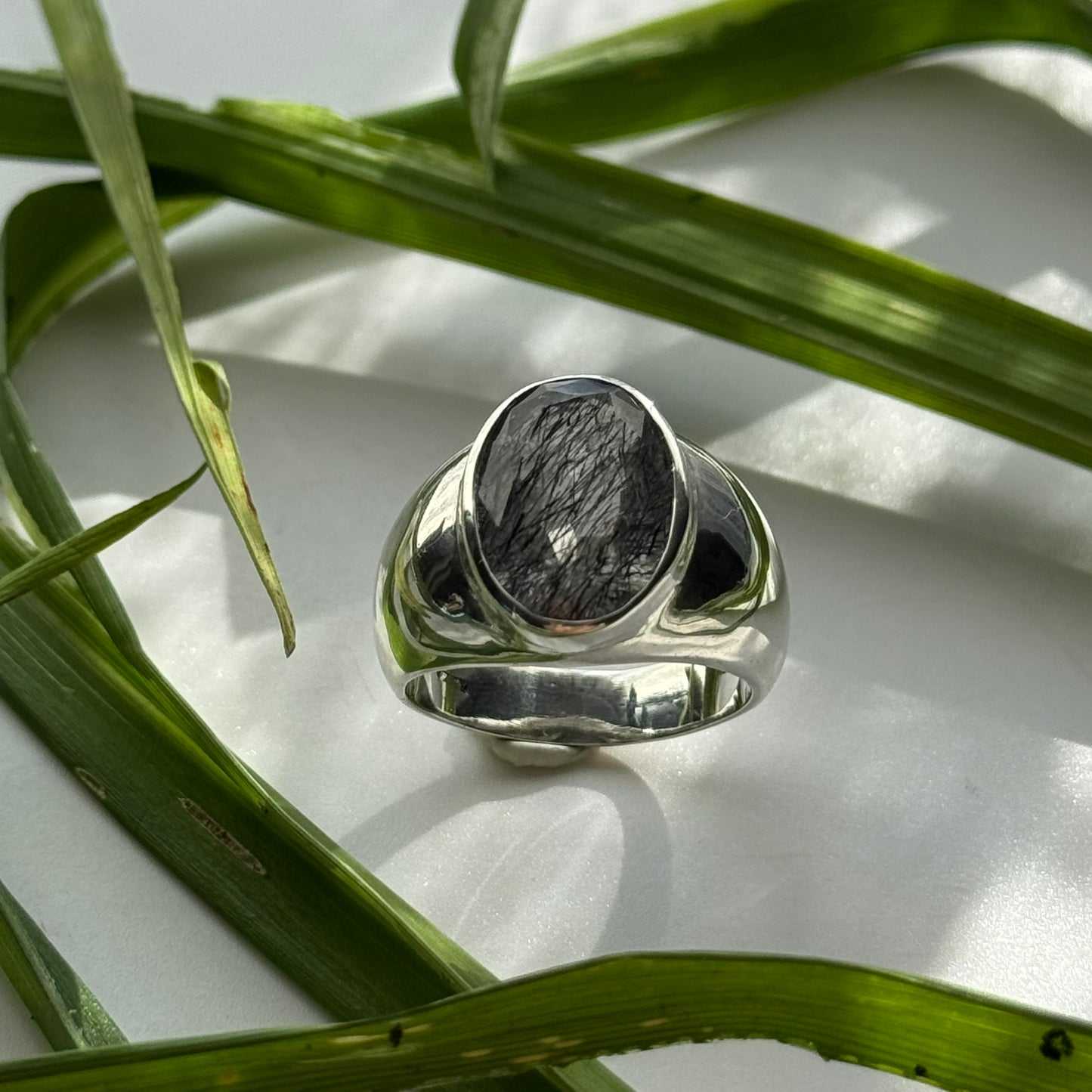 Sacred Seven Oval Bezel Ring – Bold Natural Gemstone Statement Jewelry in 925 Sterling Silver