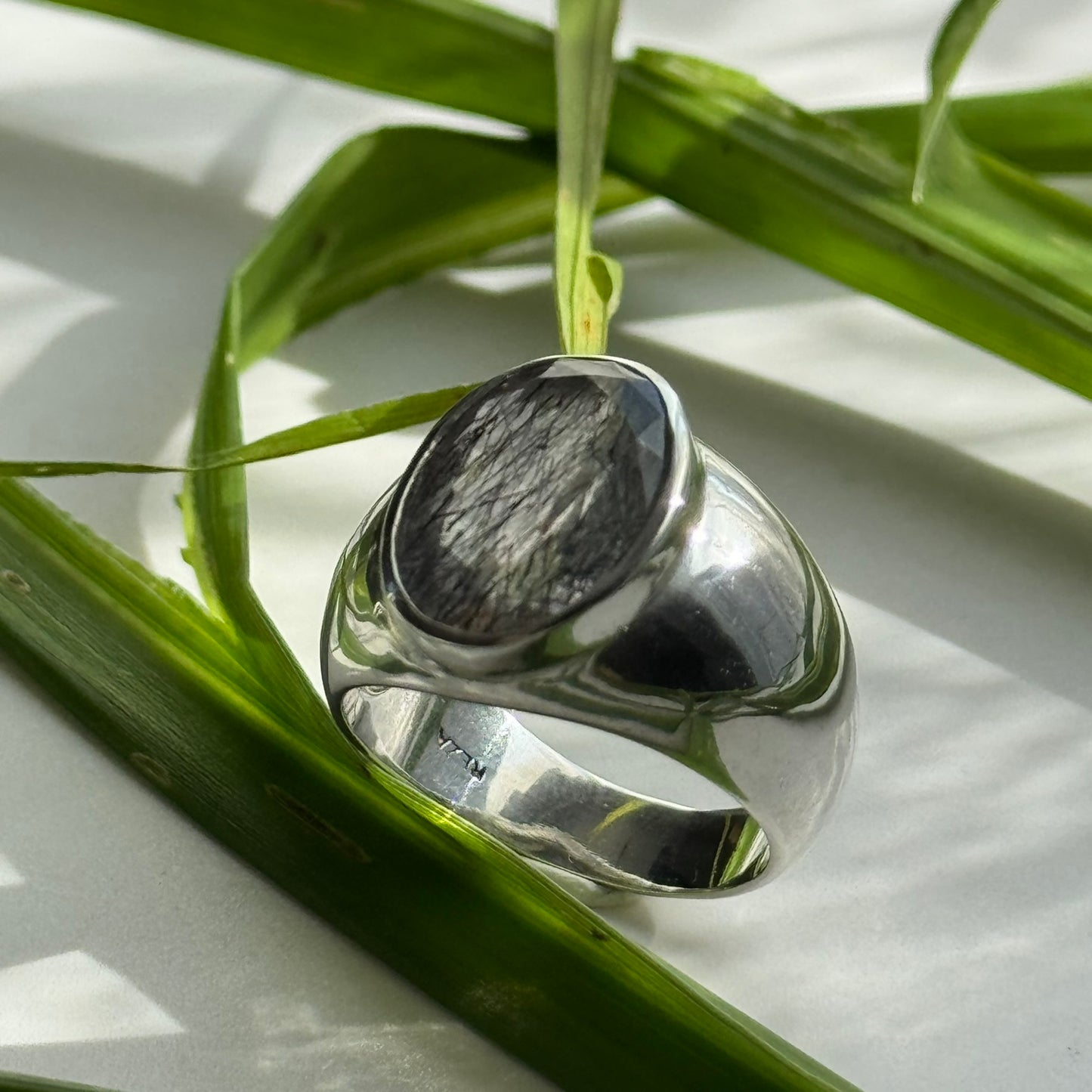 Sacred Seven Oval Bezel Ring – Bold Natural Gemstone Statement Jewelry in 925 Sterling Silver