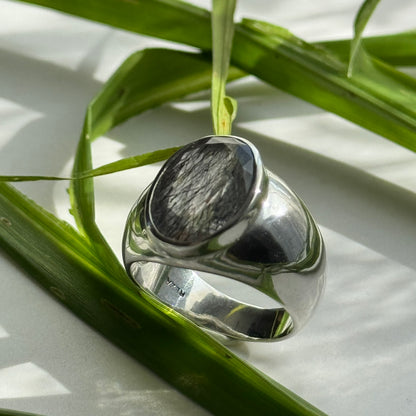 Sacred Seven Oval Bezel Ring – Bold Natural Gemstone Statement Jewelry in 925 Sterling Silver
