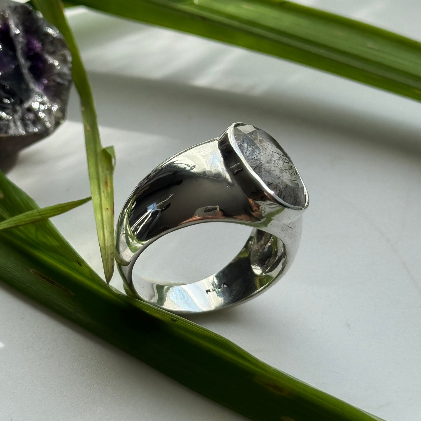 Sacred Seven Oval Bezel Ring – Bold Natural Gemstone Statement Jewelry in 925 Sterling Silver