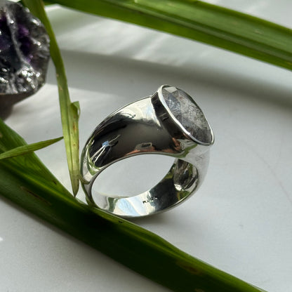 Sacred Seven Oval Bezel Ring – Bold Natural Gemstone Statement Jewelry in 925 Sterling Silver