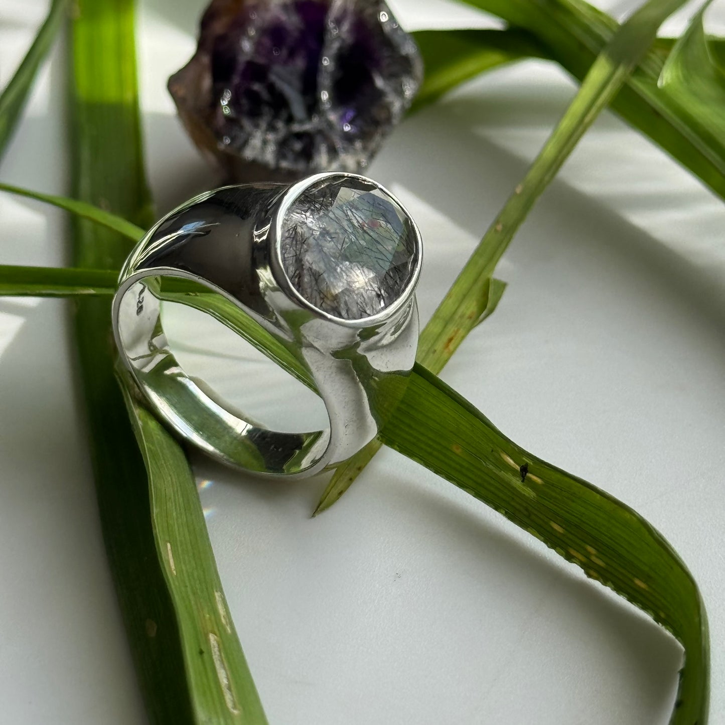 Sacred Seven Oval Bezel Ring – Bold Natural Gemstone Statement Jewelry in 925 Sterling Silver