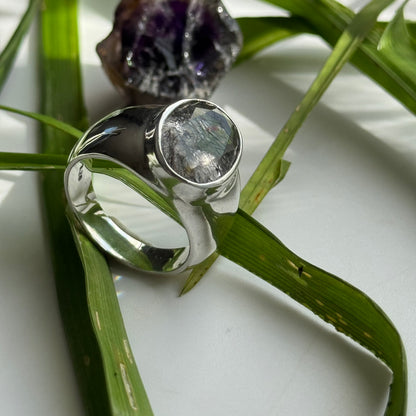 Sacred Seven Oval Bezel Ring – Bold Natural Gemstone Statement Jewelry in 925 Sterling Silver