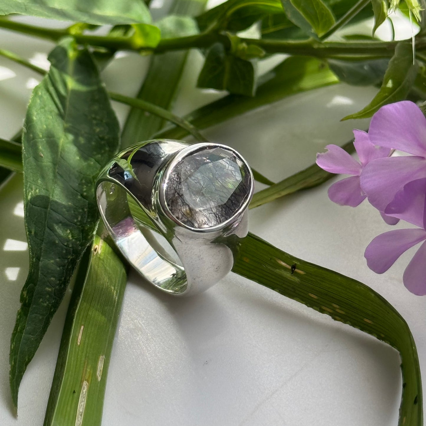 Sacred Seven Oval Bezel Ring – Bold Natural Gemstone Statement Jewelry in 925 Sterling Silver