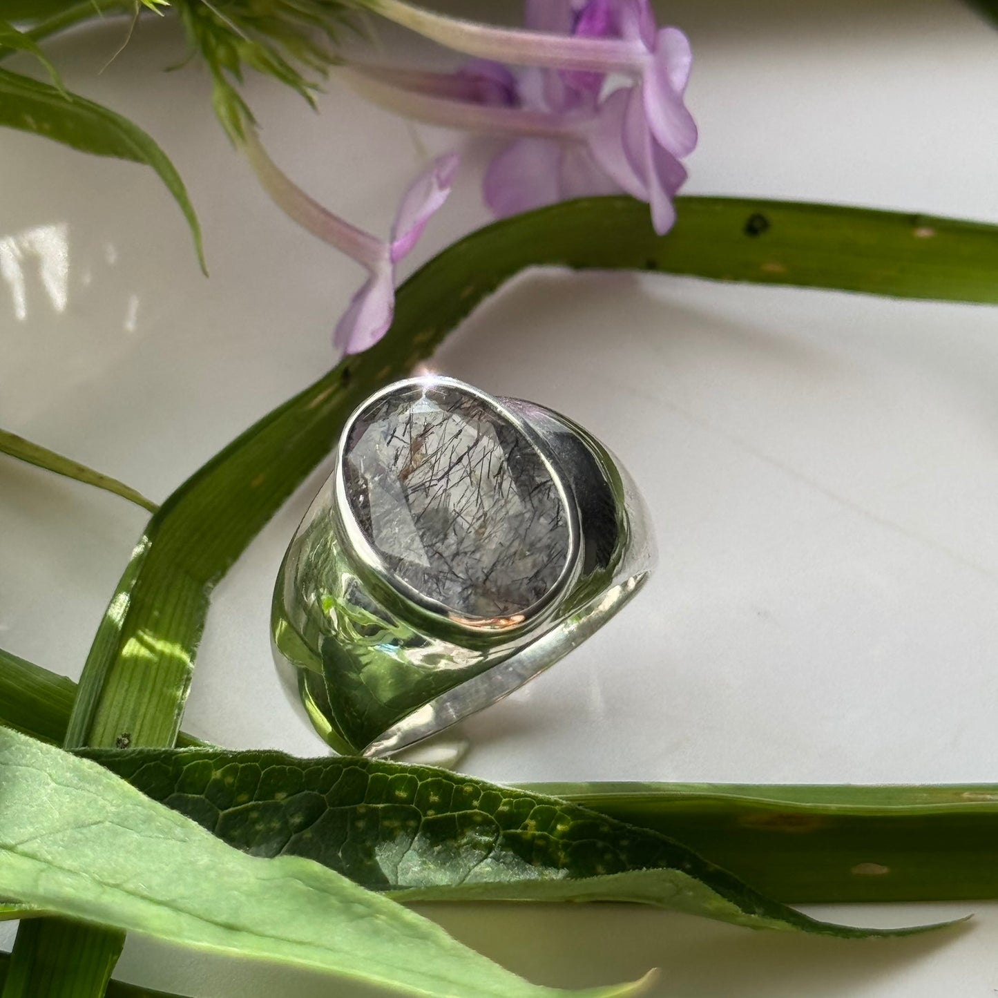 Sacred Seven Oval Bezel Ring – Bold Natural Gemstone Statement Jewelry in 925 Sterling Silver