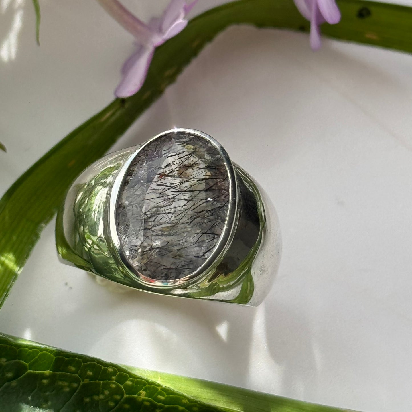 Sacred Seven Oval Bezel Ring – Bold Natural Gemstone Statement Jewelry in 925 Sterling Silver