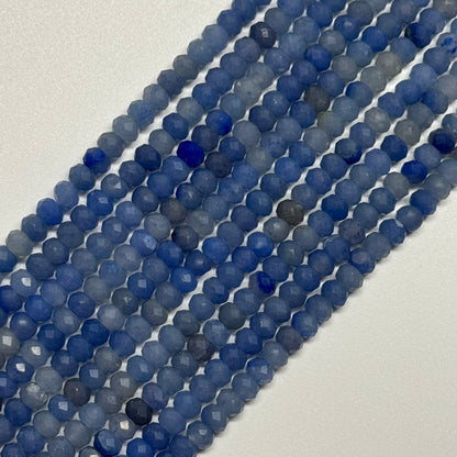 Blue Aventurine Quartz Faceted Rondelle Beads