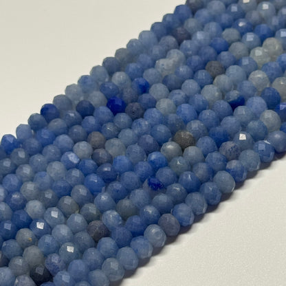 Blue Aventurine Quartz Faceted Rondelle Beads