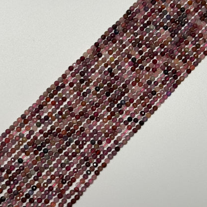 Red Spinel Faceted Round Beads - (AA Quality)