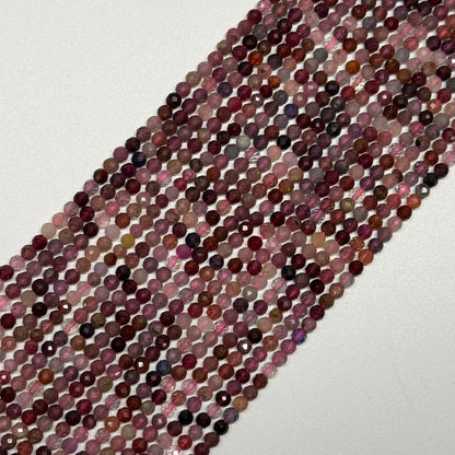 Red Spinel Faceted Round Beads - (AA Quality)