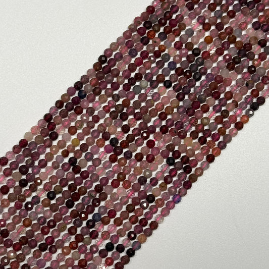 Red Spinel Faceted Round Beads - (AA Quality)