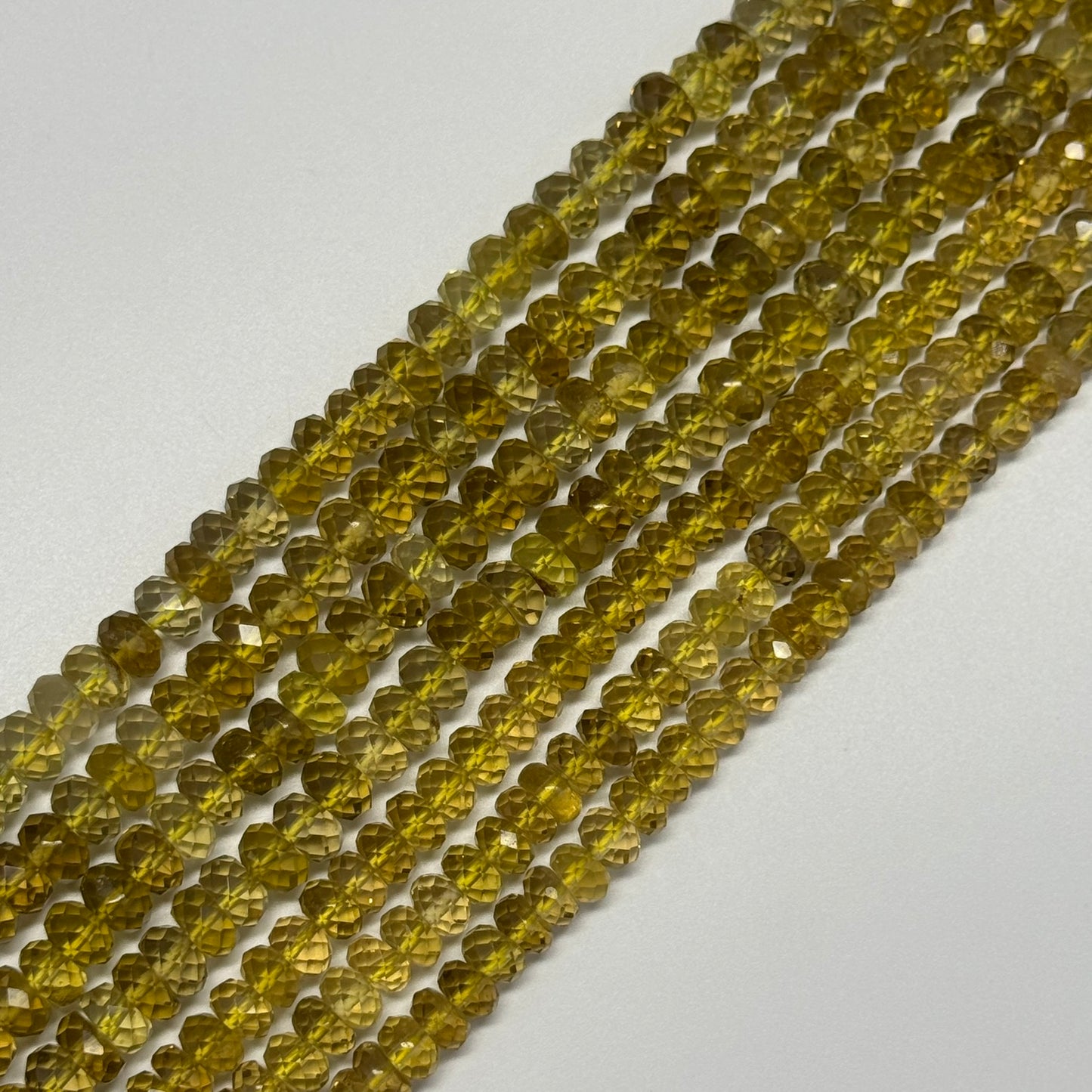 Lemon Quartz Faceted Rondelle Gemstone Beads (AA Quality)
