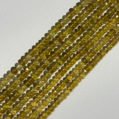 Lemon Quartz Faceted Rondelle Gemstone Beads (AA Quality)