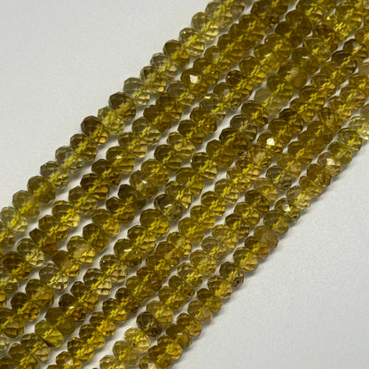 Lemon Quartz Faceted Rondelle Gemstone Beads (AA Quality)