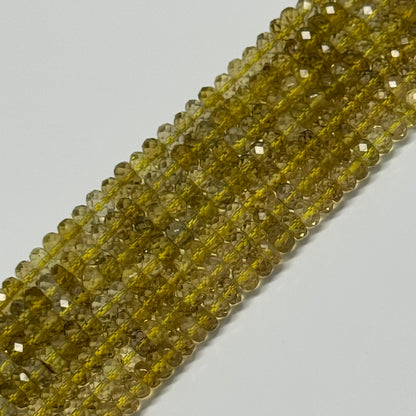 Lemon Quartz Faceted Rondelle Gemstone Beads (AA Quality)