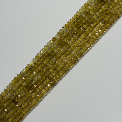 Lemon Quartz Faceted Rondelle Gemstone Beads (AA Quality)