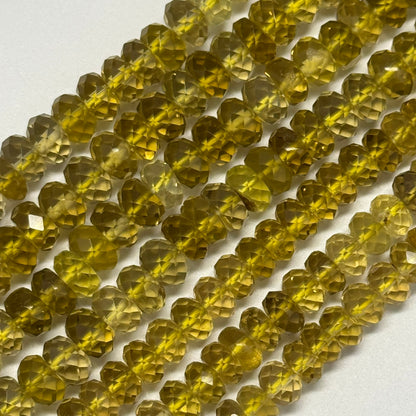 Lemon Quartz Faceted Rondelle Gemstone Beads (AA Quality)