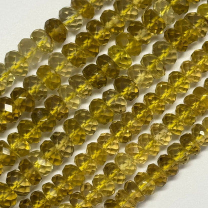 Lemon Quartz Faceted Rondelle Gemstone Beads (AA Quality)