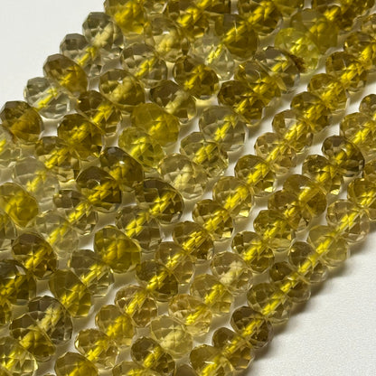 Lemon Quartz Faceted Rondelle Gemstone Beads (AA Quality)