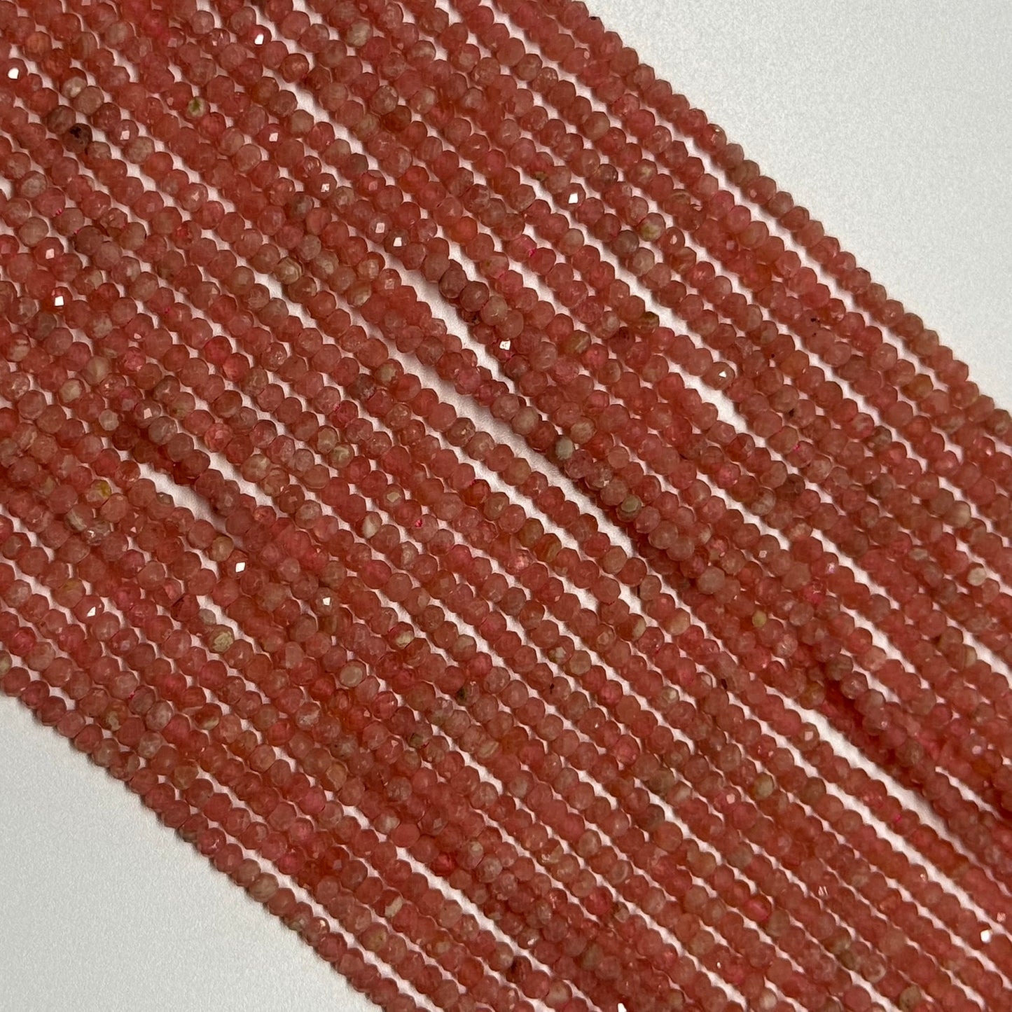 Rhodochrosite Faceted Rondelle Gemstone Beads