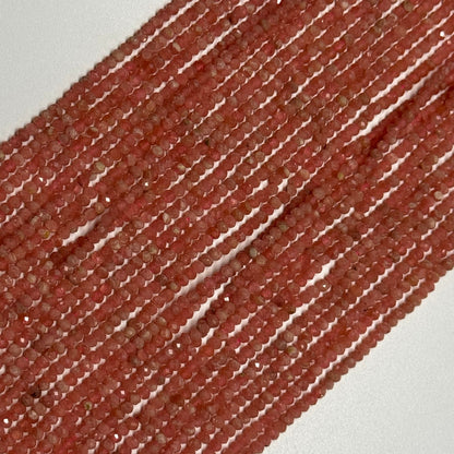 Rhodochrosite Faceted Rondelle Gemstone Beads