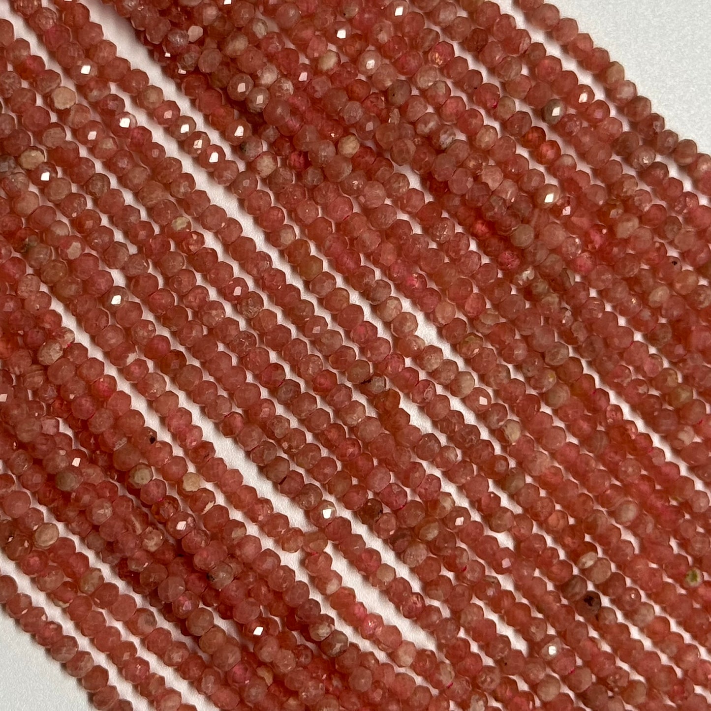 Rhodochrosite Faceted Rondelle Gemstone Beads