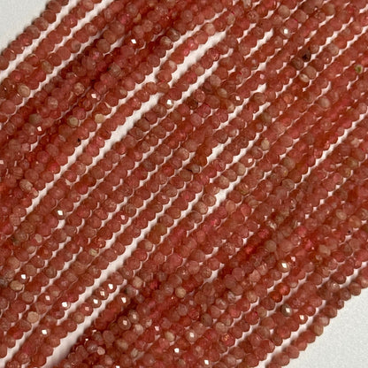 Rhodochrosite Faceted Rondelle Gemstone Beads