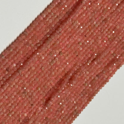 Rhodochrosite Faceted Rondelle Gemstone Beads