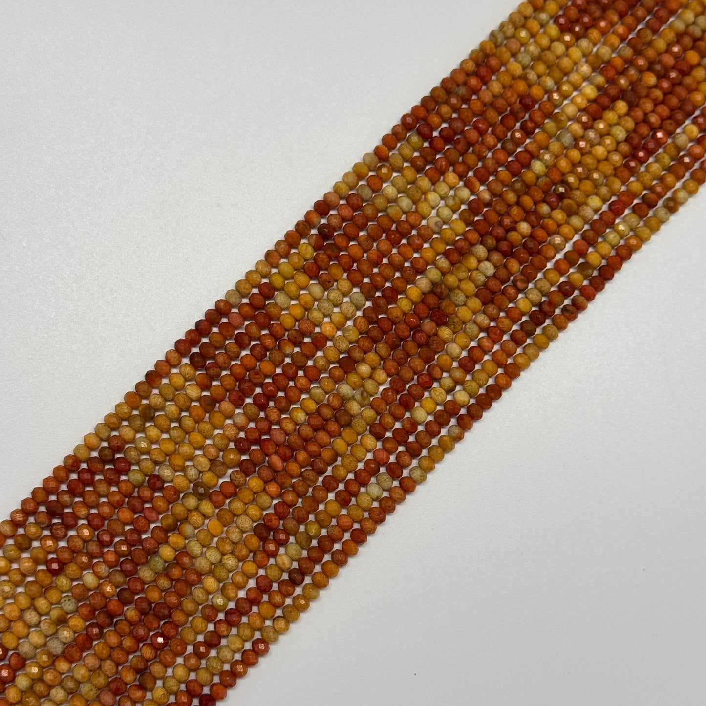 Orange Coral Faceted Rondelle Gemstone Beads (AA Quality)