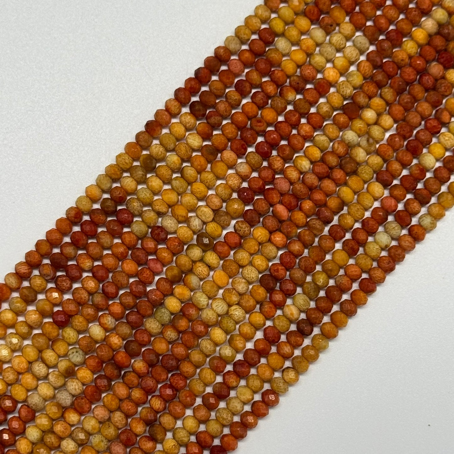 Orange Coral Faceted Rondelle Gemstone Beads (AA Quality)