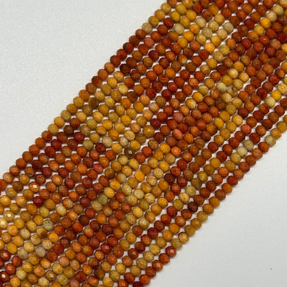 Orange Coral Faceted Rondelle Gemstone Beads (AA Quality)