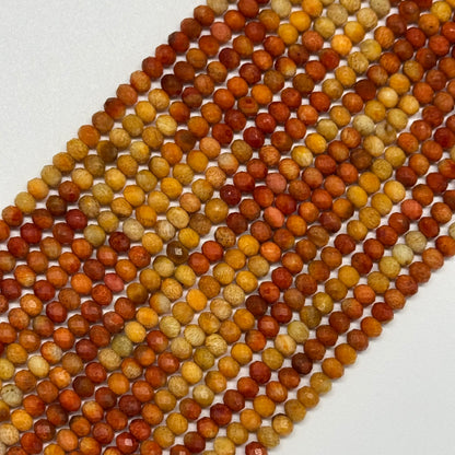 Orange Coral Faceted Rondelle Gemstone Beads (AA Quality)